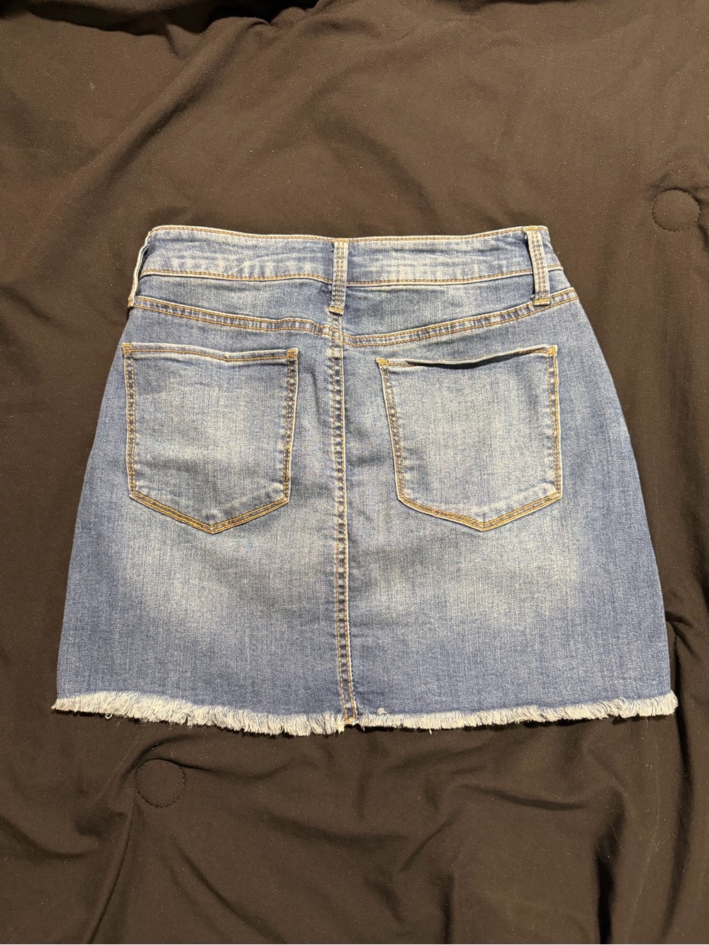 Mudd Juniors (5) FLX Stretch Distressed Raw Hem Denim Mini Skirt Y2K - Picture 2 of 4